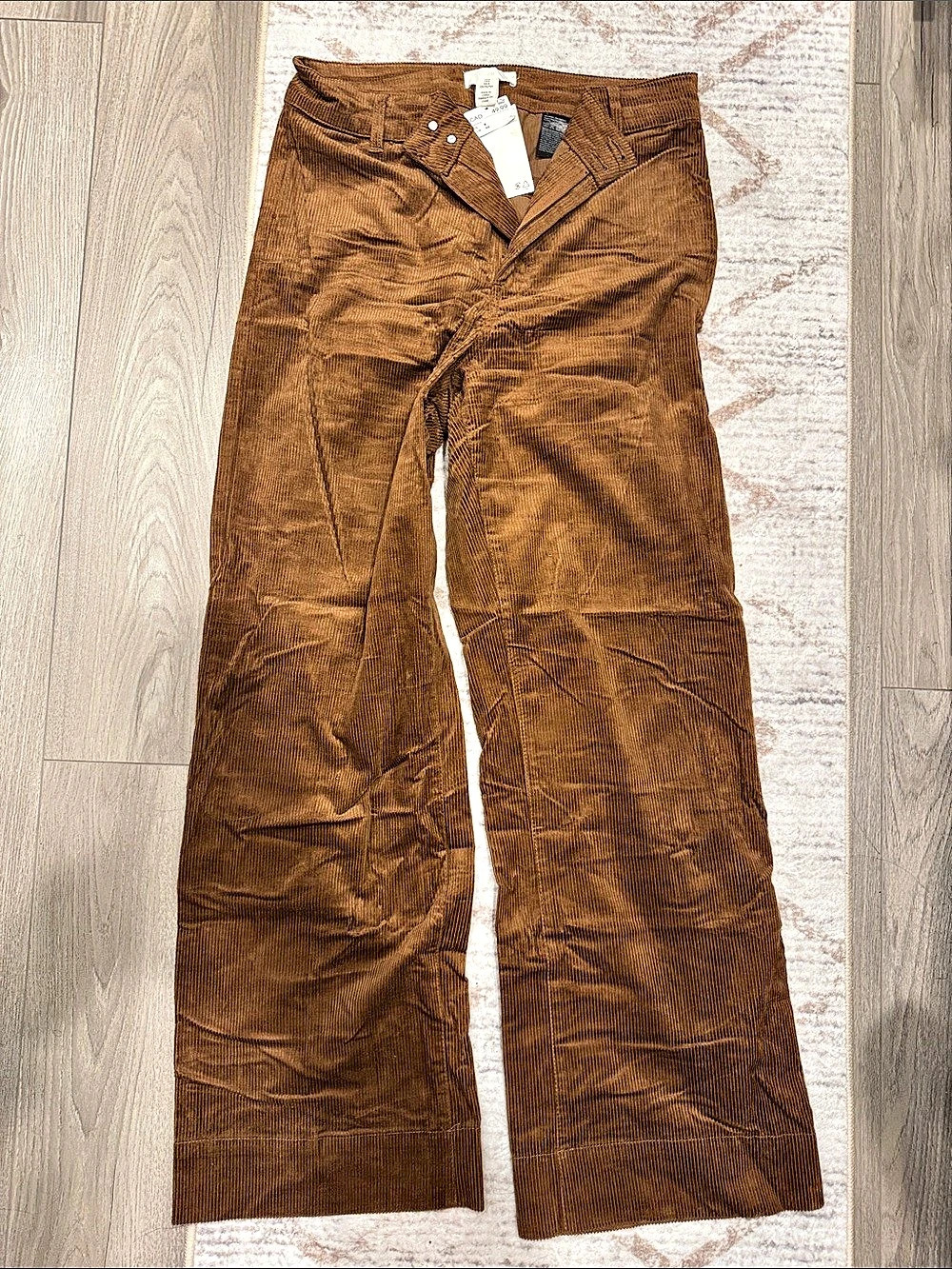 H&M Corduroy Wide-Leg Pants Brown US 8
